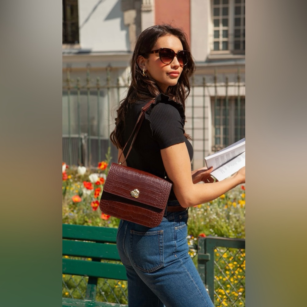 FAUVETTE ADÈLE CHOCOLATE CROCO BAG